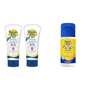 Banana Boat Kids Mineral Sunscreen Lotion SPF 50 Twin Pack and Sport Sunscreen Roll On Lotion SPF 60