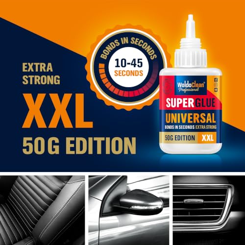 Image of WoldoClean Super Glue All-Purpose Liquid 50g - Fast Drying Clear CA Adhesive for Metal, Plastic, Wood, Ceramic, Glass & DIY Repairs
