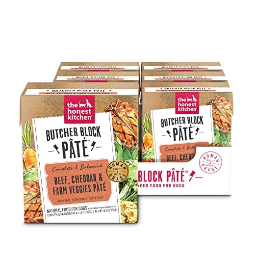 The Honest Kitchen Human Grade Butcher Block Pâté: Beef, Cheddar & Farm Veggies Wet Dog Food, 10.5 oz (Pack of 6)