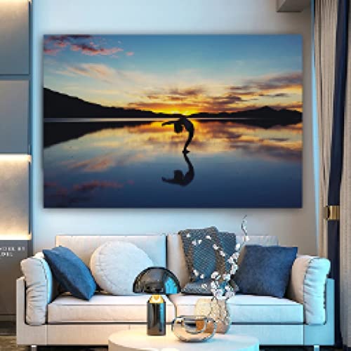 Art mural salon paysage coucher de soleil pour rafraîchir votre décoration