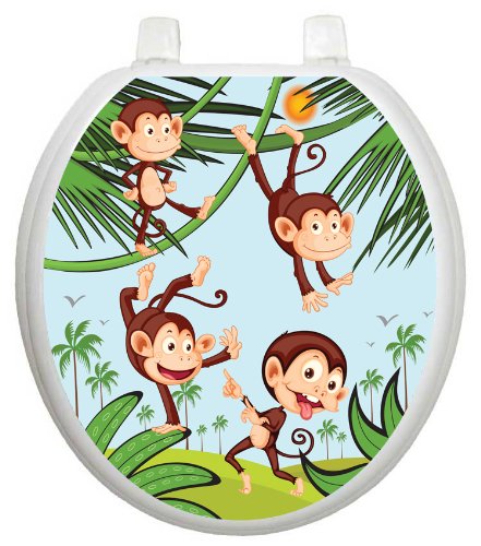 Toilet Tattoos, Toilet Seat Cover Decal,Monkey Business, Size Round