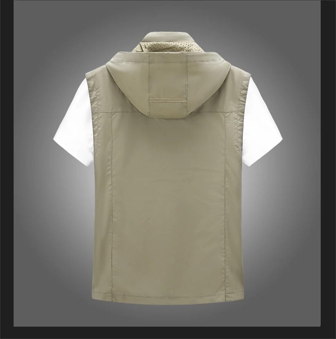 Chaleco para hombre, impermeable, transpirable, para pesca, sin mangas, con capucha, para hombre