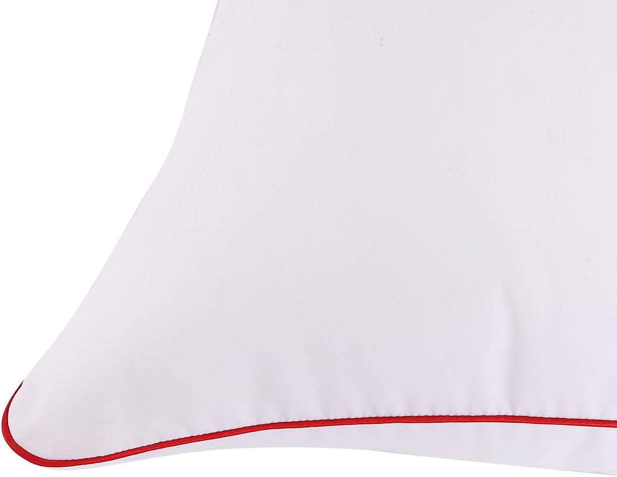 VODOF 2 Pack Quilted Pillow for Side Sleeper, Hotel Style Premium Bed Pillow,Standard Size 20 x 26 Inches(Red Corded Edge)