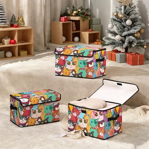 Image of Stackable Clothes Storage Bins with Lids 3 Pack | Closet Organizers Fabric Box for Home and Office,Blanket Clothes Organizers,Under Bed Storage Containers