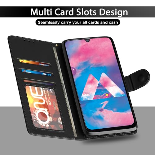 Image of Pikkme Samsung Galaxy M30 Flip Case Leather Finish | Inside TPU with Card Pockets | Wallet Stand and Shock Proof | Magnetic Closing | Complete Protection Flip Cover for Samsung Galaxy M30 (Black)