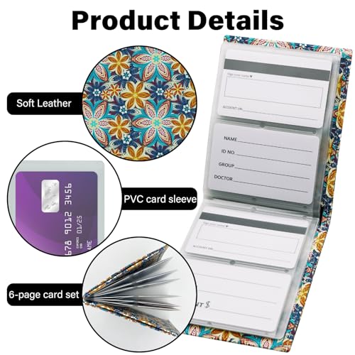 RFID Blocking Leather Wallet for Men Women, Bifold Multifunctional Card Holder Wallet with 12 Card Slots and Large Cash Compartment, Stylish Purse with Top Open, Small Photo Album-Green Flower3