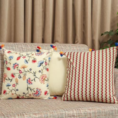 Image of Garden Melange Cushion Cover Set of 5 | Floral & Botanical Decorative Throw Pillow Covers | Soft Sofa Cushion Covers for Living Room Bedroom | 16 x 16 Inch