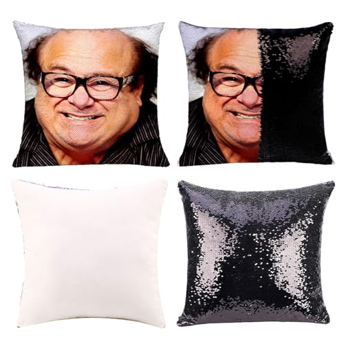 DIY Office Sequin Pillows Cover Magic Reversible Sequin Pillowcase Home Decorative Cushion Cover for 1616 Inches (1 Danny 1 Black)
