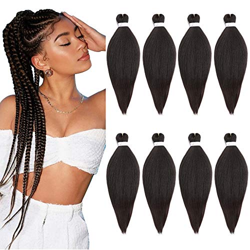 Pre Stretched Braiding Hair 8 Packs/Lot 26 Inch Long Itch Free Hot Water Setting Braids Yaki Texture Synthetic Hair Crochet Braiding Hair Extension (4#)