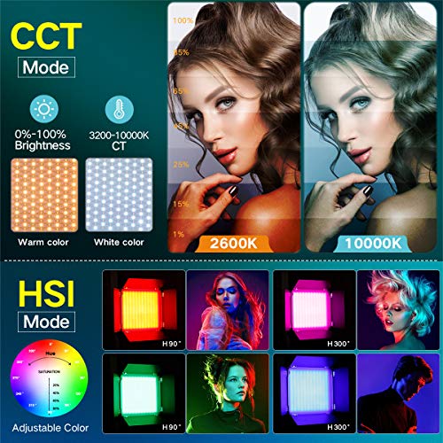 IVISII 2 Pack RGB LED Photography Lighting Kit with Stand Boom Arm, Full Color LED Video Lights Panel, Dimmable 2600K-10000K 9 Applicable Scenes Studio Lighting for Video Recording, YouTube - Thumbnail 6