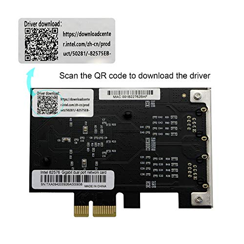 Tarjeta de Red Gigabit Ethernet de Doble Puerto PCI-E x1, Adaptador Controlador de Interfaz de Red con Chipset Intel 82575EB para Escritorios, Estaciones de Trabajo y Servidores, con Soporte para Agrupación de Enlaces y Disipador de Aluminio miniatura 2