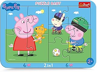 Trefl Wesoła Świnka Peppa Puzzle Ramkowe Baby 2w1 dla dzieci od 2. roku życia