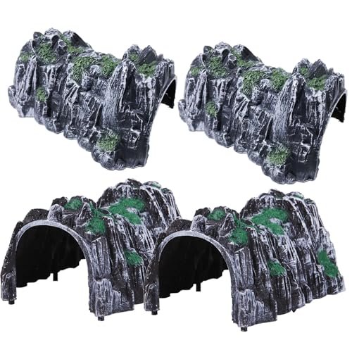 Modelo de túnel de Tren ferroviario, 4pcs de 7 Pulgadas Túnel de Rocas de plástico Realista de Calibre N, túnel de la Cueva de ferrocarril de simulación, túnel de Paisaje Modelo, Accesorios para el t