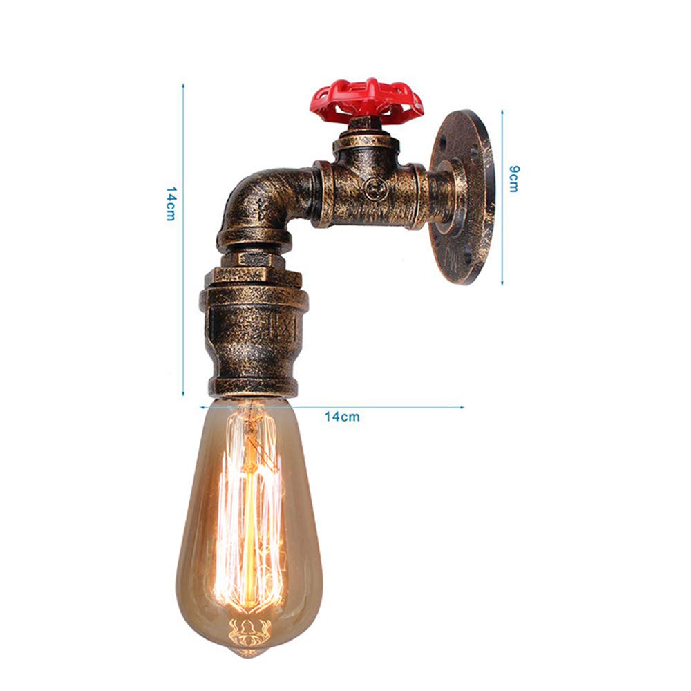 Lámpara De Pared Pantalla De Vidrio, Estilo Industrial Vintage Bombilla