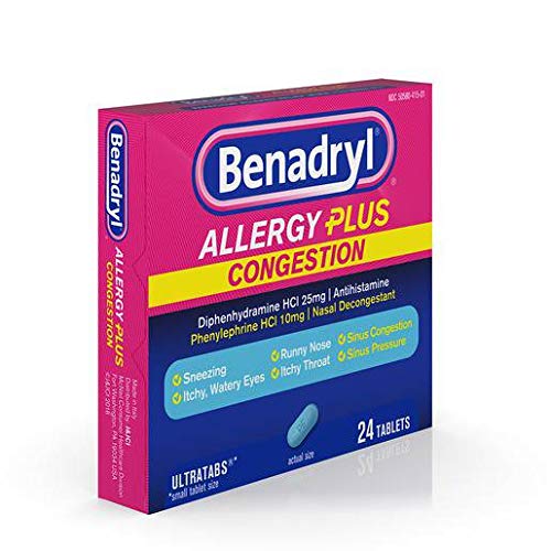 Benadryl Allergy Plus Congestion Ultra Tablets, 24 Count Each (8)