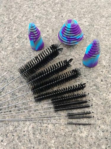 Image of Long Handle Cleaning Kit for Bottles & Straws, 3PCS Silicone Cleaning Plugs, Cleaner Brush with 10PCS Bottle Brushes Set for Cleaning Great for Sports Water Bottles
