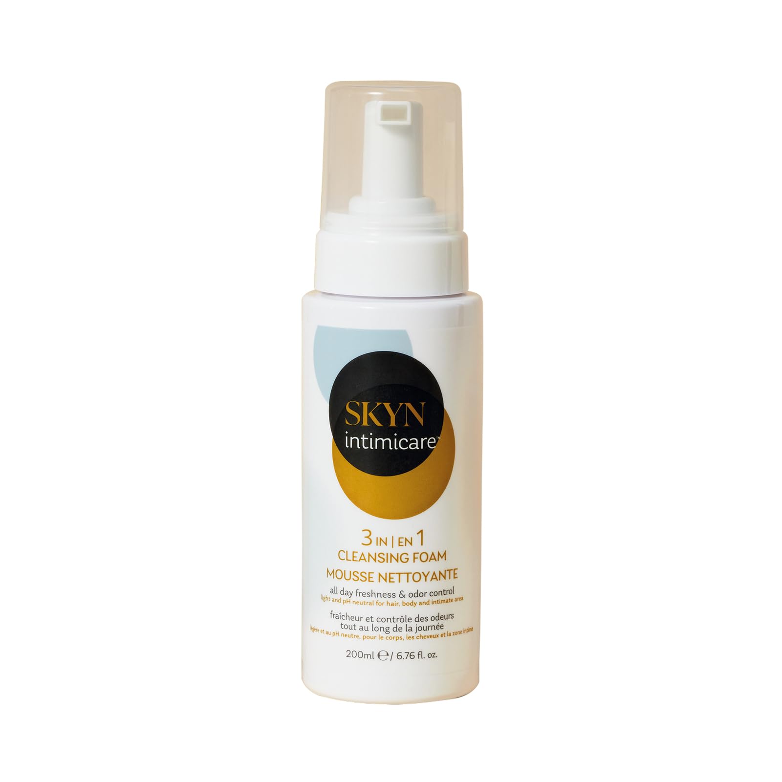 SKYN Intimicare: Pianka oczyszczająca intymna 3 w 1 (200 mL) dla mężczyzn i kobiet do włosów, ciała i okolic intymnych/nawilżenia, kontrola zapachu, pH zrównoważone. Testowana dermatologicznie