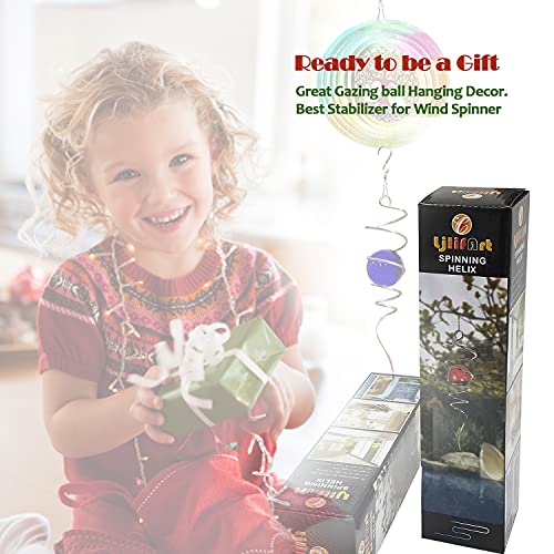 Ljlifart Gazing Ball Spiral Decorative Wind Spinner 13 Inch With Swivel Hook And 2 Inch Blue Glass Ball Unique Gift And Hanging Decor For Indoor Outdoor Garden Decoration #TOP1