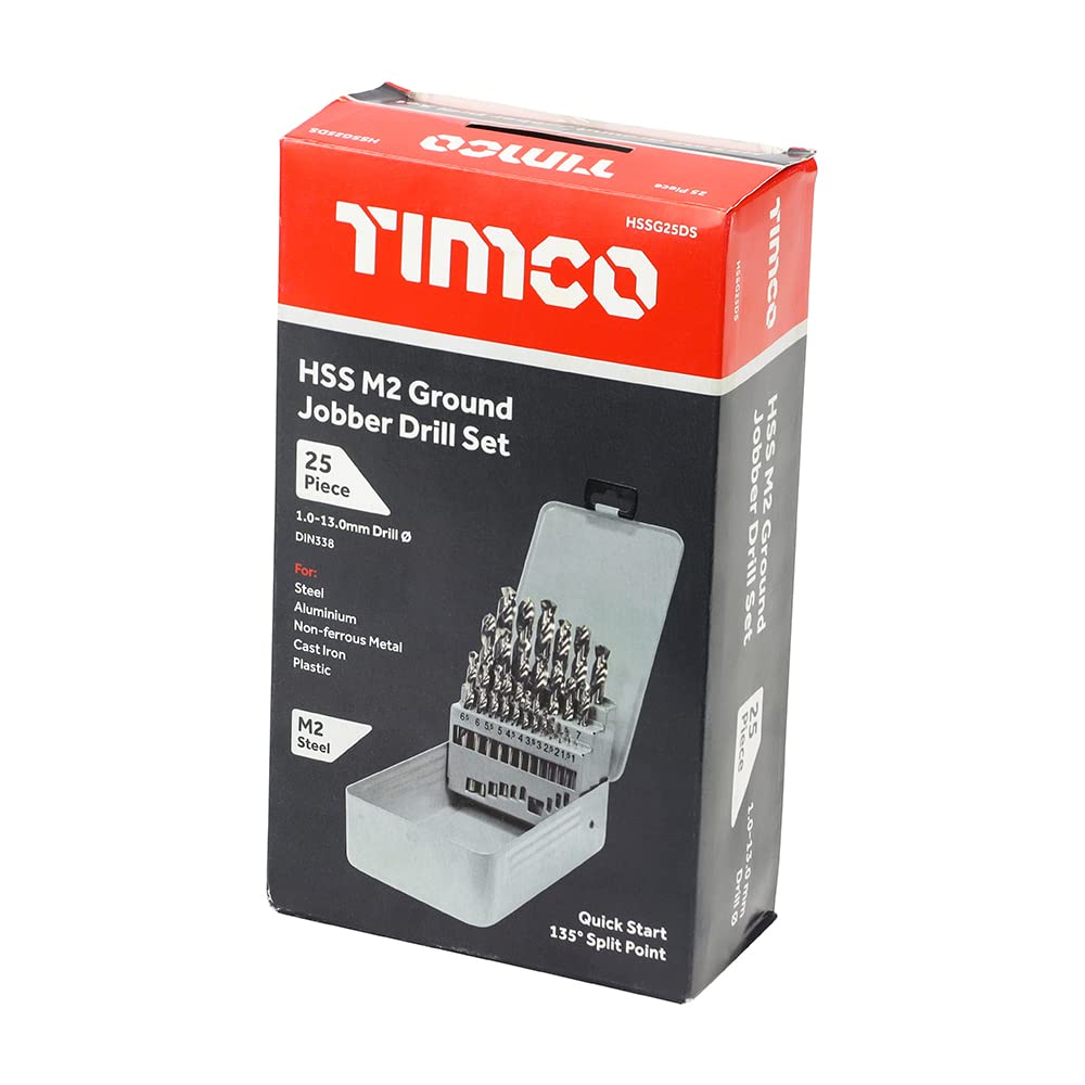 TIMco HSSG25DS M2 klasa HSS-G zestaw bitów zawiera rozmiary 1-13 mm - 25 szt.