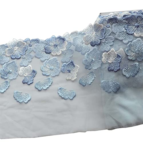 Bleu doux maille dentelle brodé dentelle accessoires sous-vêtements jupe ourlet tissu couture garniture & embellissements dentelle rubans for artisanat (Couleur : Blue, Taille : 1m)