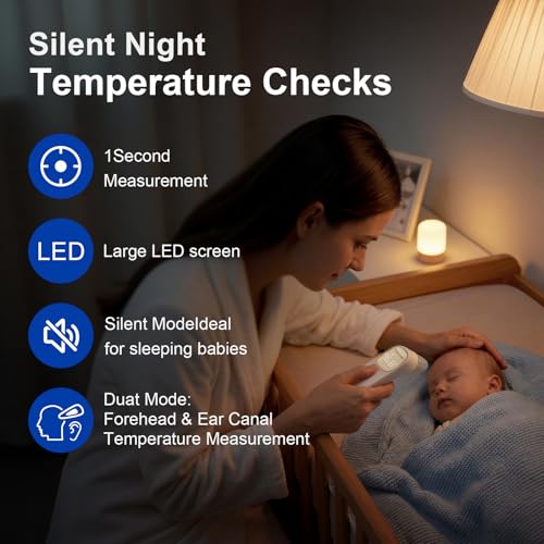 Image of Berrcom 2-in-1 Infrared Forehead Ear Thermometer Medical All Ages | 1s fast reading digital thermometer with LED display & auto shut off, magnetic probe design for forehead and ear use