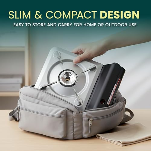 GREEN HAVEN Ultra Slim Portable Butane Gas Stove – Compact Single Burner Camping Cooker for Indoor & Outdoor Use, Lightweight Tabletop Gas Hob with Piezo Ignition, Heat Control & Carry Case - Image 4