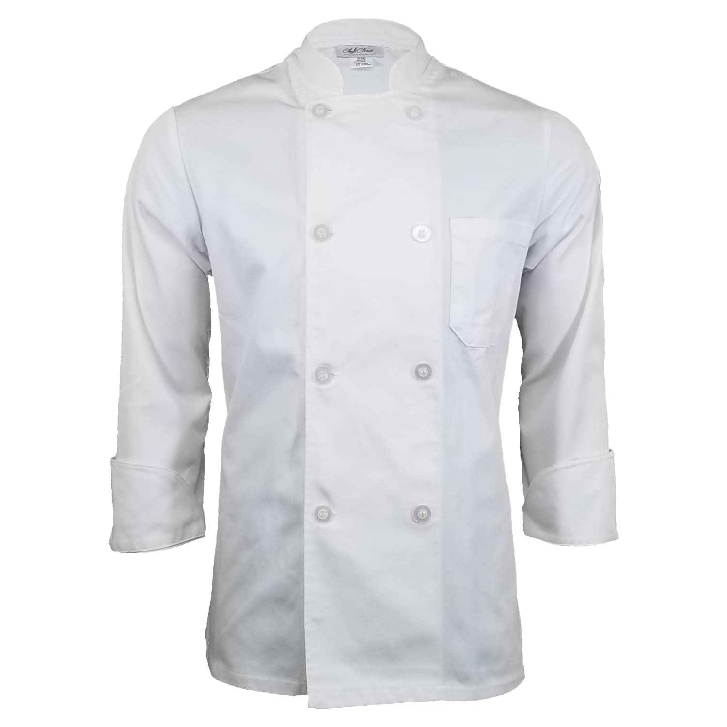 ChefsCloset Premium Classic Long Sleeve Chef Coat, Unisex Chefs Jacket, White, Medium