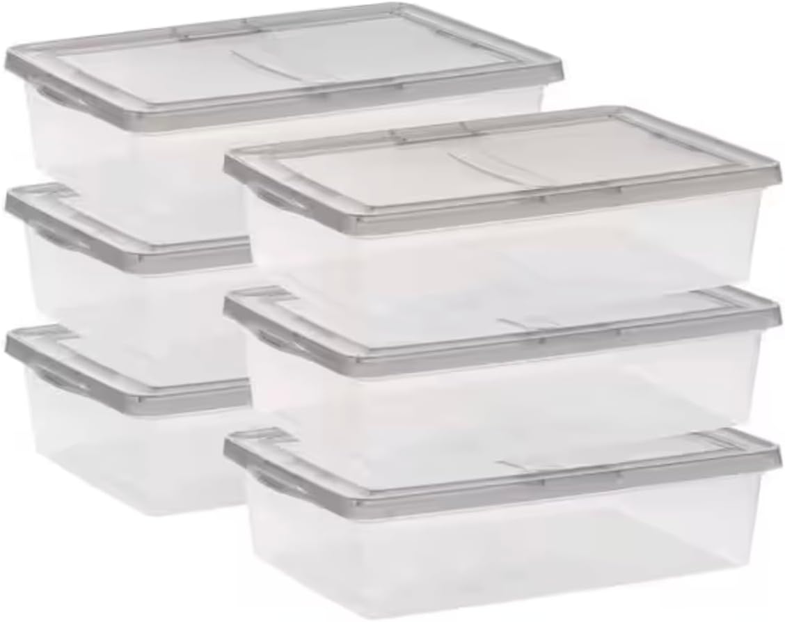 28 Quart Clear Plastic Storage Box (6-Pack) MH38478