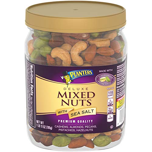 PLANTERS Deluxe Mixed Nuts with Sea Salt, 27 oz. Resealable Container | Variety