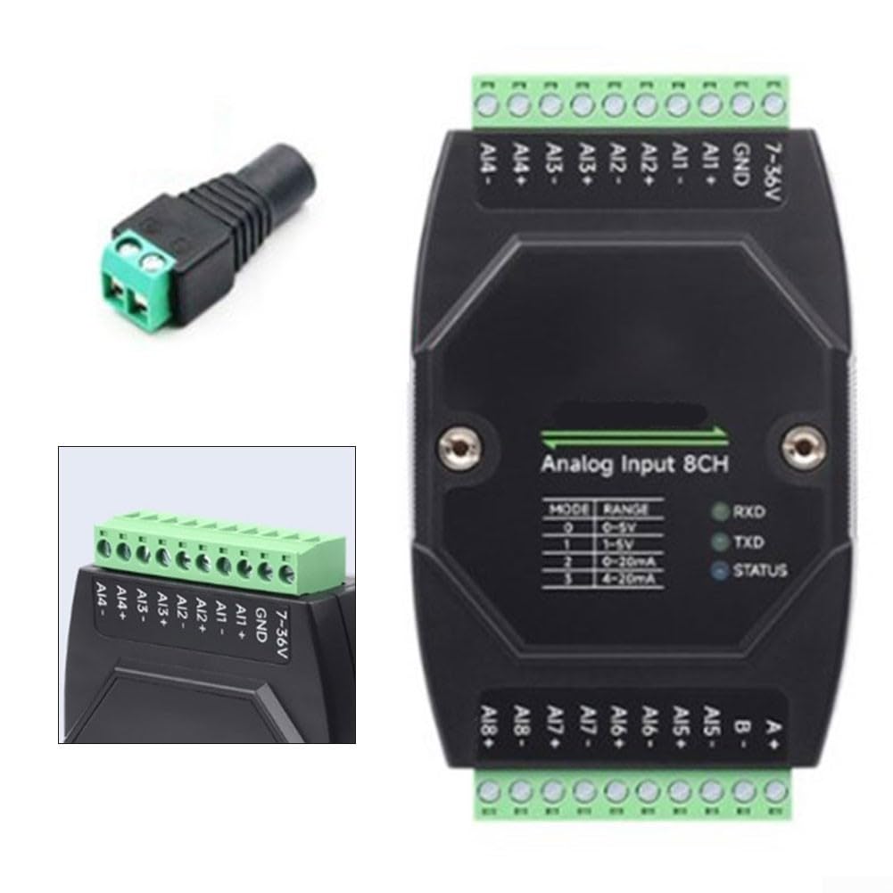 Scheda di acquisizione dati analogica industriale 8CH per modbus per rtu Protocollo RS485 Interfaccia DIN montato su guida DC 7V a 36V Alimentazione (A)