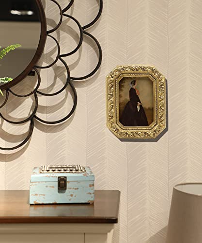 Yulink 2.5X3.5 Small Vintage Picture Frame, Mini Antique Ornate Gold Photo Frame, Tiny Retro Octagon Frame, For Tabletop And Wall Display, Old Fashioned Photo Gallery Art Decor #TOP3