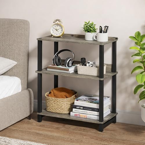 Image of JD FRESH 3-Tier Wooden Open Shelf Rack /Table Corner Display Rack /Storage Shelf Stand /Multipurpose Shelf for Living Room, Bedroom, Home Office Display (Cambridge, Walnut)