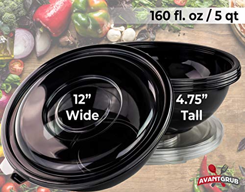 Avant Grub’s Catering-Grade Big Disposable Serving Bowls & Lids 4 Pack, 160Oz #TOP25