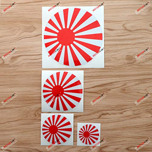 Japanese Rising Sun Flag Roundel JDM Decal Vinyl Sticker - 4 Pack Reflective, 2 Inches, 3 Inches, 4 Inches, 6 Inches - for Car Boat Laptop Cup Phone