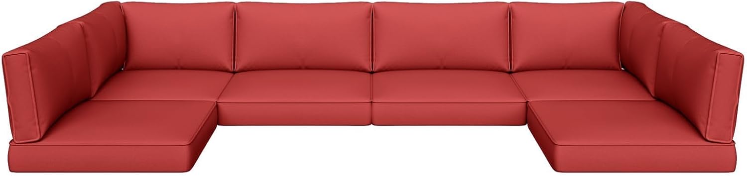 Aoxun Outdoor Replacement Cushions for Patio Furniture, Deep Seat Outdoor Cushions for 6-Seat Wicker Sectional, 14-Piece Water-Repellent Cushions for L-Shape Couch(Rose Red)