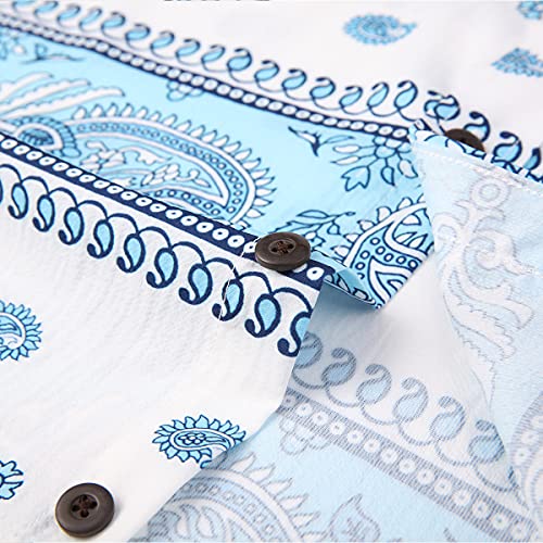 Mcedar Mens Casual Short Sleeve Button Up Vintage Summer Hawaiian Beach Vacation Shirts (Size S-5Xl Big And Tall)(Blue/White 21005,5Xl) #TOP4