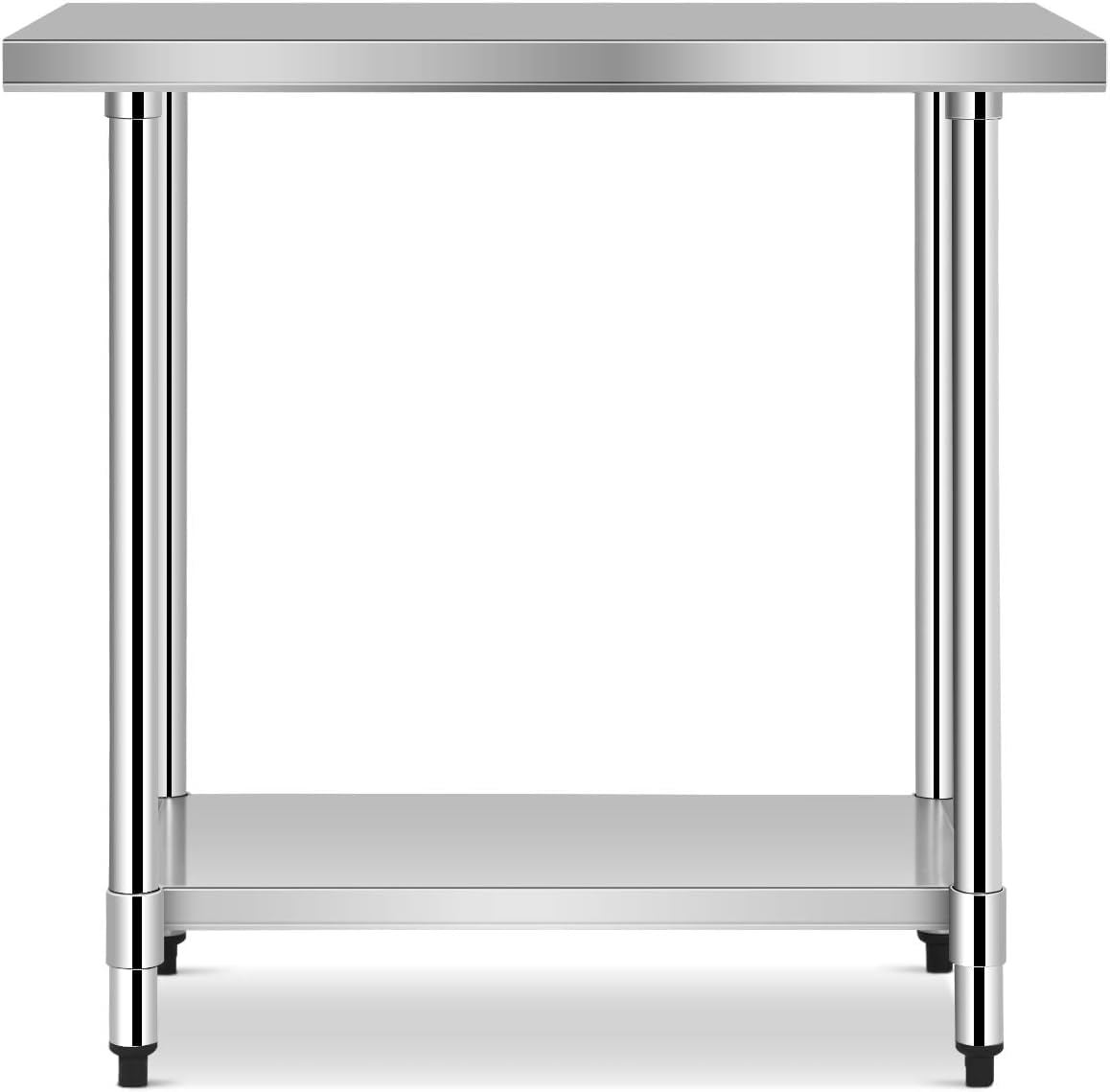 GOPLUS Mesa de Trabajo de Cocina de Acero Inoxidable con 2 Estantes, Mesa de Trabajo Profesional para Cocina y Operaciones Industriales (91.5 x 61 x 90 CM)