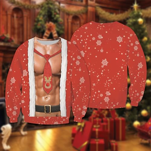 Funny Belly Unisex Ugly Christmas Jumper Sweater - Santa Jacket 3D Digital Print Sweatshirt Set 132