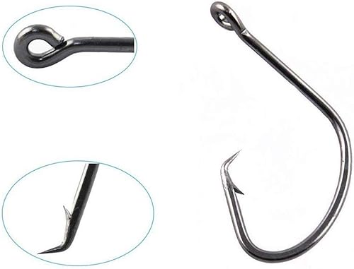 Miniatura 5 de YATROUYS 100 unidslote Ganchos circulares desplazados negro de acero de alto carbono pulpo ganchos de pesca ganchos de pescado ganchos de cebo