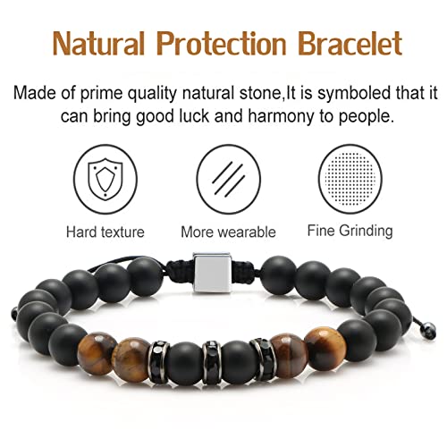 To My Man Gifts For Men Dainty Beaded Bracelets Anniversary Valentine's Day Birthday Christmas Long Distance Gift For Him Nephew Friends Boyfriend Adjustable Natural Beads Men Jewelry #TOP2