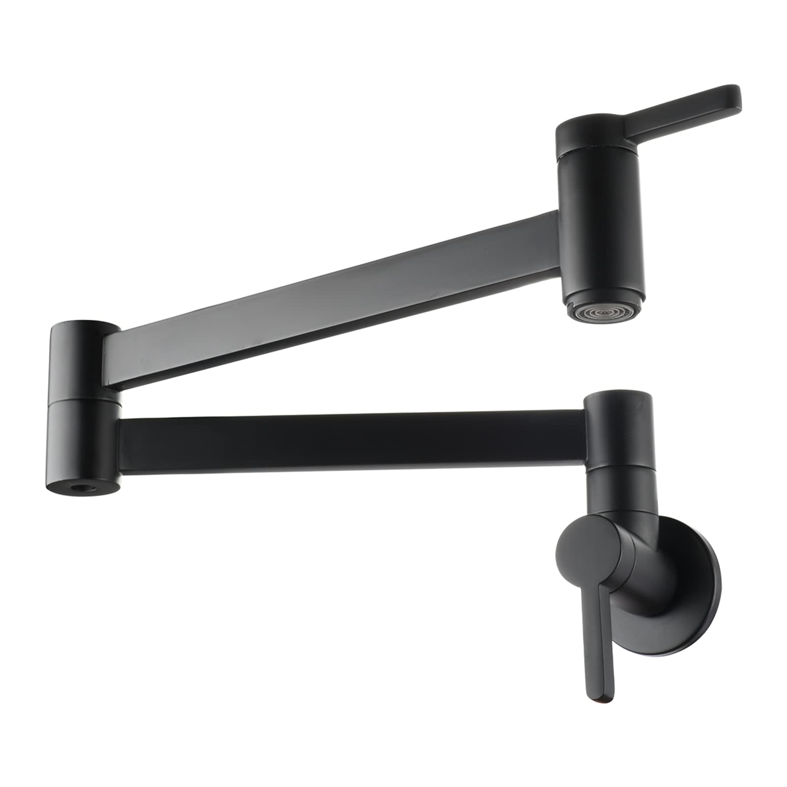 Grifo de cocina monomando de latón cepillado de pared extensible con dos manetas 8