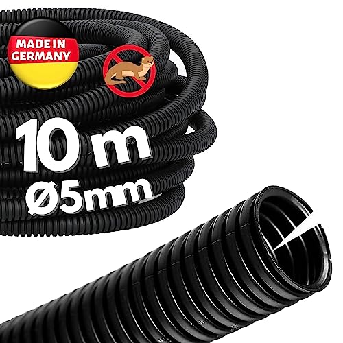 Kalitec - Tubo Corrugado Ranurado NW 4,5 I (10 m), Manguera Abierta, Protector de Martas, Vacío, Protección de Cable AD 7,1 mm, ID 5,0 mm