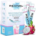 Revival Zero Rehydration Electrolytes Powder - Sugar Free Hydration Sachet Drink with Vitamins C, B1, B3, B5, B12-14 Pack Dragon Fruit