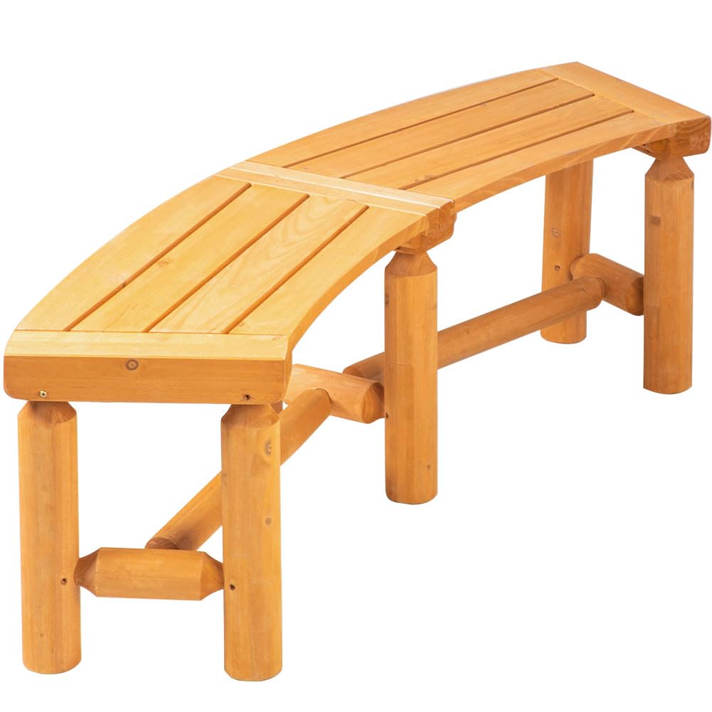 Banco curvado de madera para exteriores, estilo rústico, madera de cedro/abeto, para patio, jardín, terraza y patio trasero, 40-54.7 pulgadas de ancho x 13 pulgadas de profundidad x 16.5 6