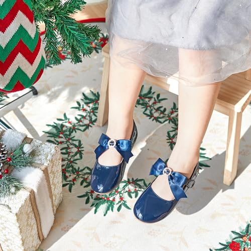 Image of PHIRAMIN Toddler Flower Girl Dress Shoes - Little Girl Mary Janes Flats Wedding