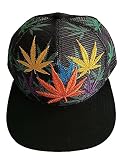 Premium Marijuana Weed Snap Back Trucker Baseball Caps Colorful Leaves Uni-Sex Style - Free USA Shipping-(75050w311)