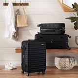 Amazon Basics Valise Rigide Petite - Bagage à Main Extensible ABS avec 4 Roulettes Doubles Pivotantes - Résistante aux Rayures et Légère - 55 x 37,5 x 25,5cm - Noir - 7