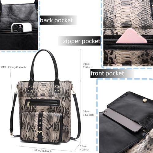 Tote Bags for Women Snake Printed Large Top Handle Handbags Ladies Hobo Purse with Pockets Zipper PU Leather Crossbody Bag4