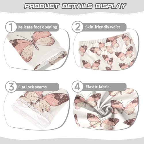 Girls Leggings Butterfly Cute Pink Kids Length Leggings Pants Toddler Athletic Soft Tights Trousers 4T3