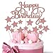 JIASHA Happy Birthday Cake Topper(2 Pezzi)+ Star Cupcake Toppers (14 Pezzi)per Matrimonio Compleanno Baby Shower Party Decorazioni per Torte di San Valentino (Or Rose)